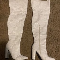 Snake Skin Thigh High Boots Size 10