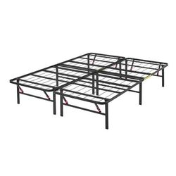 KING 14”Bed Frame With Storage, Foldable Metal Platform-No Box Spring Needed