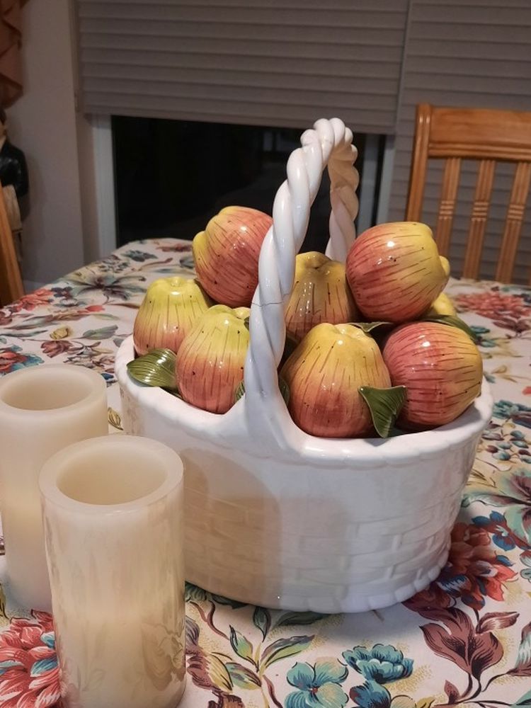Cute Ceramic Basket Of Apples
