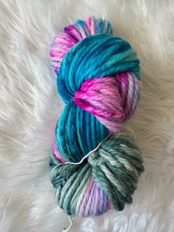 Super Bulky Yarn 87yds- Blue/pink/green