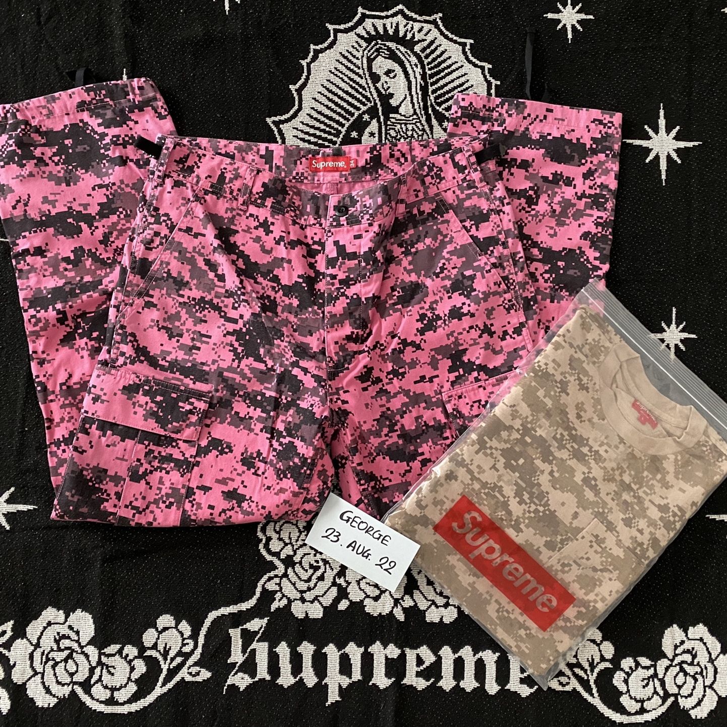 Supreme Digi Camo Set, Cargo Pant (pink 34) & L/S Pocket Tee