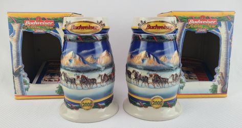 Vintage Budweiser Stein Series 'Holiday in the Mountain' 2000