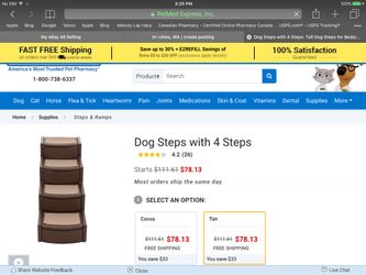 Dog steps high 34.5 in.$78.00 retail