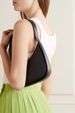 The Row Half Moon Bag in Leather Black