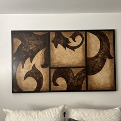 Canvas Beige And Black Abstract Art On Canvas