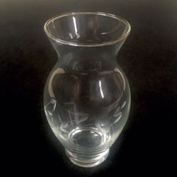 Vintage LENOX Clear Glass Vase Etched With Flower and Leaves 5” - Beautiful!!