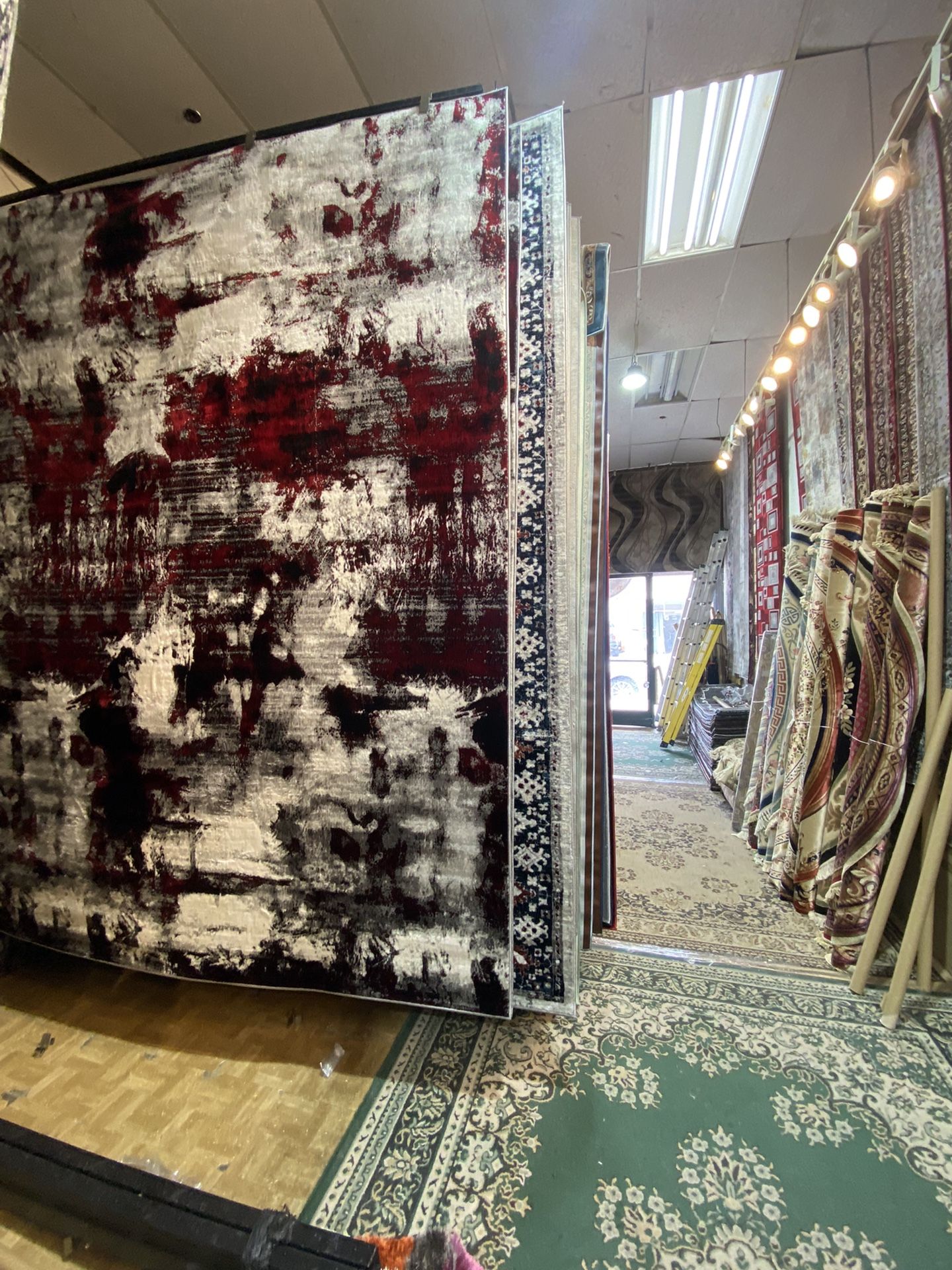 8x10 Area Rugs Carpet Rugs Abstract Design Soft Colors Gray Red