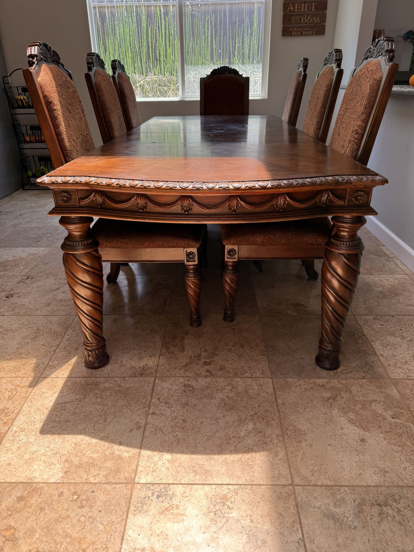 Mediterranean Dining Table & 8 Chairs