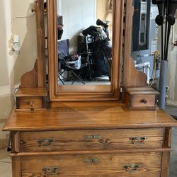 Antique Oak Dresser with Mirror