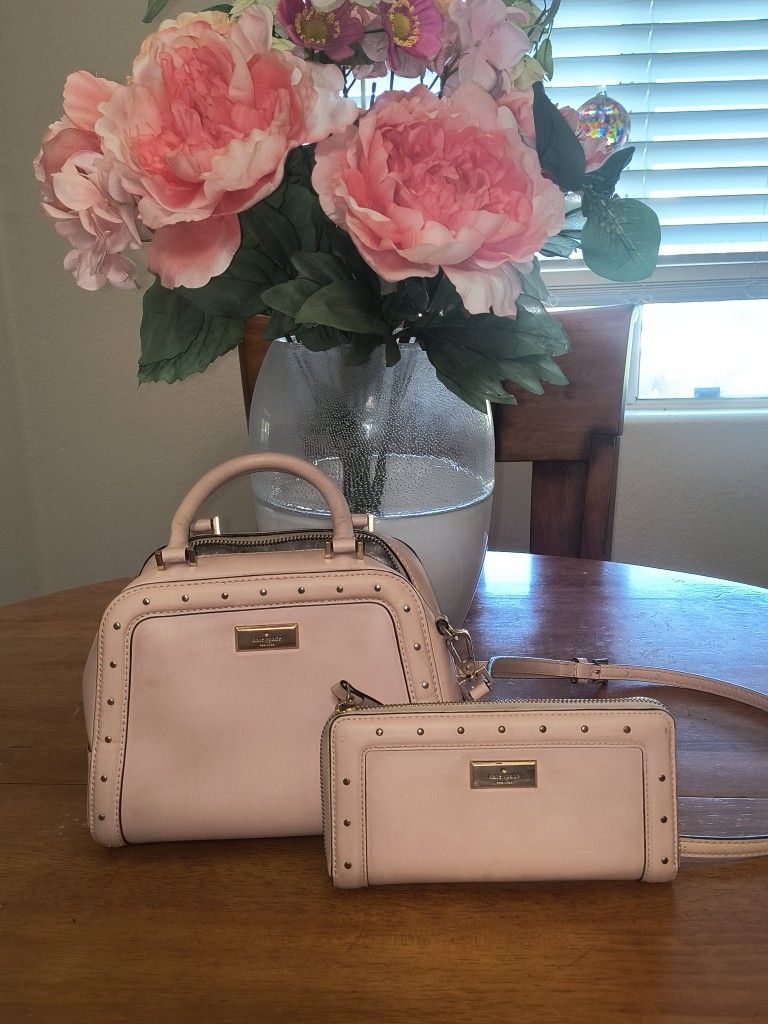 Pale Pink Leather Kate Spade Bag with matching Wallet