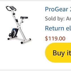 Exercise Bike Fold Away half price $60