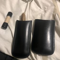 Leather 2 Cigar Travel Case With Humidifier Stick