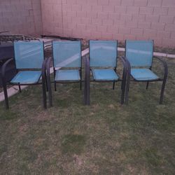 4 Outdoor Metal Patio Chairs Stackable 