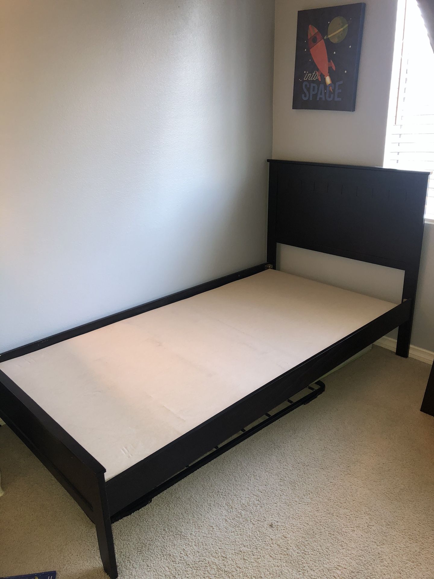 Twin bed frame-dark brown