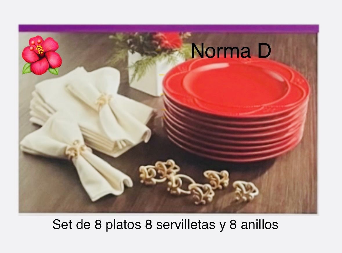 Juego De 8 Servilletas 8 Anillos Y 8 Platos Nuevos En Sus Cajas