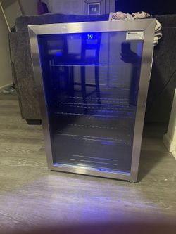 NEW 20in x 30in Beverage Refrigerator W/ Blue LED Lights
