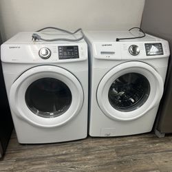 Front-loading washer and dryer set Samsung white Electric Good condition working perfect with wart delivery available 
