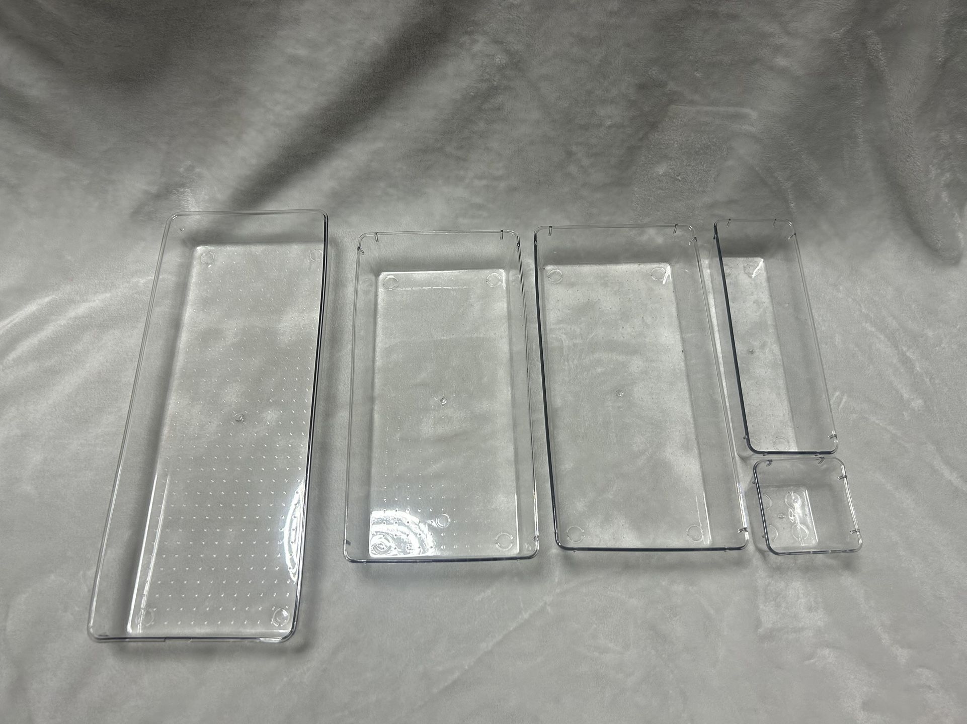5 Clear Plastic Drawer Organizers Storage Tray Dividers Bathroom Makeup Office