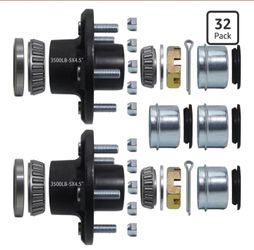 2 Sets 3500lb Trailer Hub Kit 5 Bolt 4.5, Trailer Axle Kit for 3500 lb 5 Lug Diameter 6.34" Trailer Hub with L44649(I.D 1-1/16'') L68149(I.D 1-3/8'') 