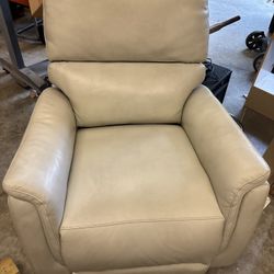 White Leather Rotatable Manual Recliner