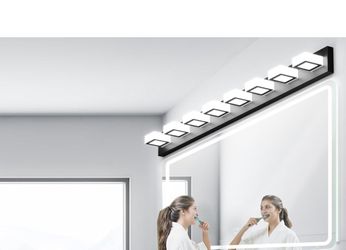 ONLY $65: 52inch Black Vanity Lights 8 Lights Dimmable 5 Color Temperature Acrylic Modern LED