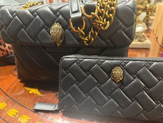 Kurt Geiger black leather purse and wallet with bronze metal detail