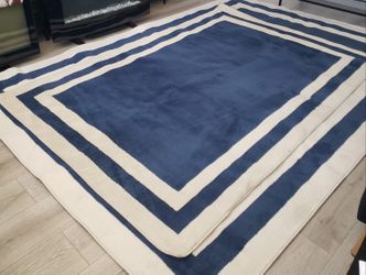Rug Navy Blue and Cream 5 × 7