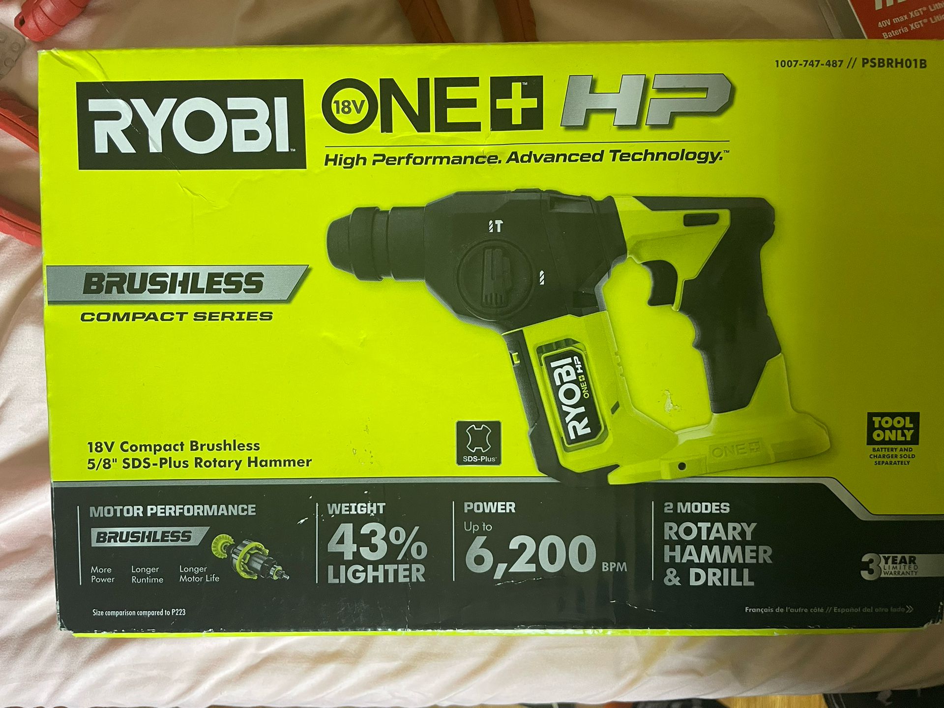 RYOBI ONE+ HP 18V Brushless Cordless Compact 5/8 in. SDS Rotary Hammer (Tool Only)