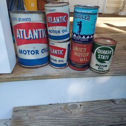 5 Antique Oil Cans. 