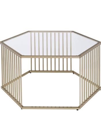 Hexagonal Glass Top Coffee Table