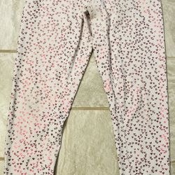 DYI Define Your Inspiration Women’s Large Valentine’s Leggings; White with Pink Hearts