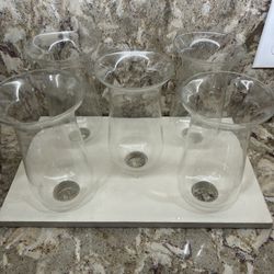 Set of 6 Glass candle Stick Globes in Base for Creating Own Centerpiece