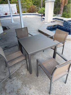 Outdoor Glass Top Table & 4 Chairs Set