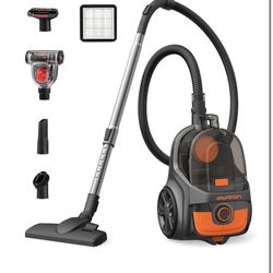 Aspiron Canister Vacuum, Upgraded 1200W Bagless Canister Vacuum Cleaner, Auto Cord Rewind, H13 HEPA Filter, 3.7Qt Large Capacity, 5 Tools for Hard Flo