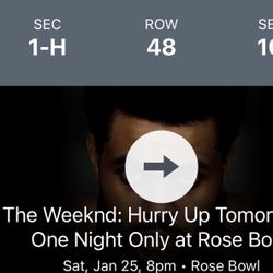 The Weeknd Rose Bowl concert Tickets 1/25