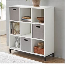 New! Better Homes & Gardens 9-Cube Organizer with Metal Base, White