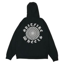 SPITFIRE WHEELS HOODIE MENS SMALL S BLACK SWEATSHIRT PULLOVER SKATEBOARD SWIRL