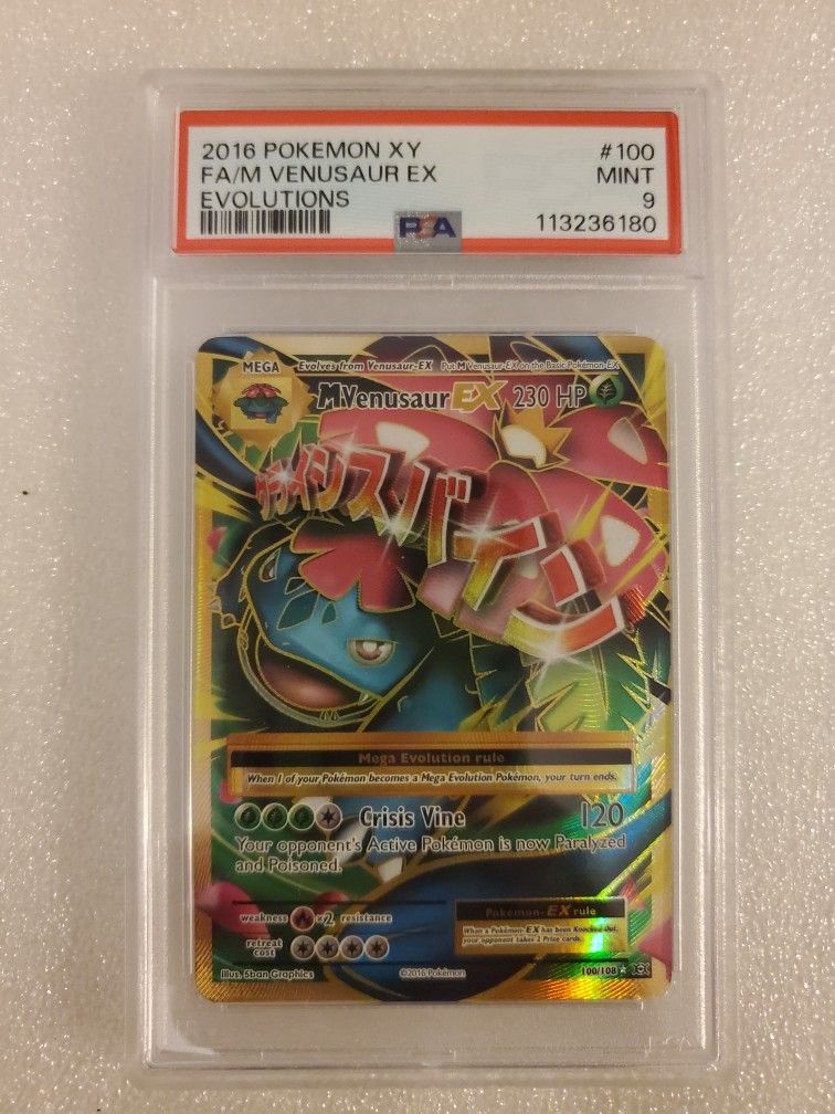 Pokemon TCG PSA 9 M Venusaur EX 100/108 Full Art - 2016 XY Evolutions NM