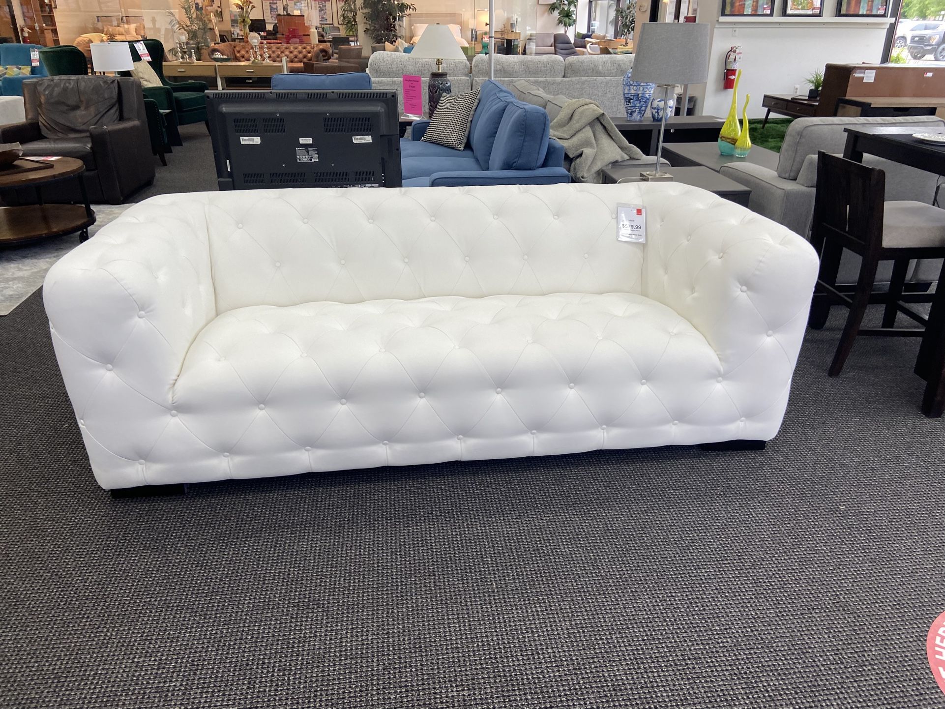 Constellation White Leather Sofa