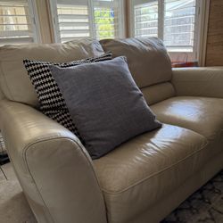 Cream Leather Couch and Loveseat