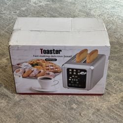WHALL - 2 Slice Toaster, Toasters 2 slice, Smart Bread Toaster, Touchscreen Toaster wide slots - Stainless Steel