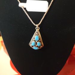 Sterling Silver Turquoise Necklace 