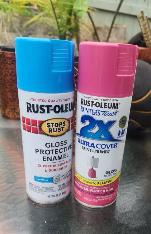 Rustoleum Spray Paint Can Gloss Blue Pink Primer