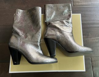 Michael Kors Boots - Divia Bootie Metallic Leather Silver New in Box