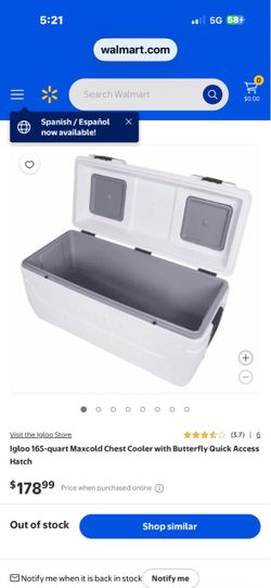 Igloo 165-quart Maxcold Chest Cooler with Butterfly Quick Access Hatch