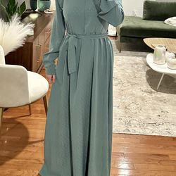 NEW Green Blue Long Sleeve Maxi Dress