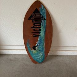 VICTORIA SKIMBOARD WOOD  LAGUNA BEACH, CA 39" LONG SURF WAVE VINTAGE!