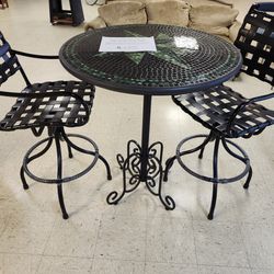 Three Pc Pub Height Style Mosiatic Table Set