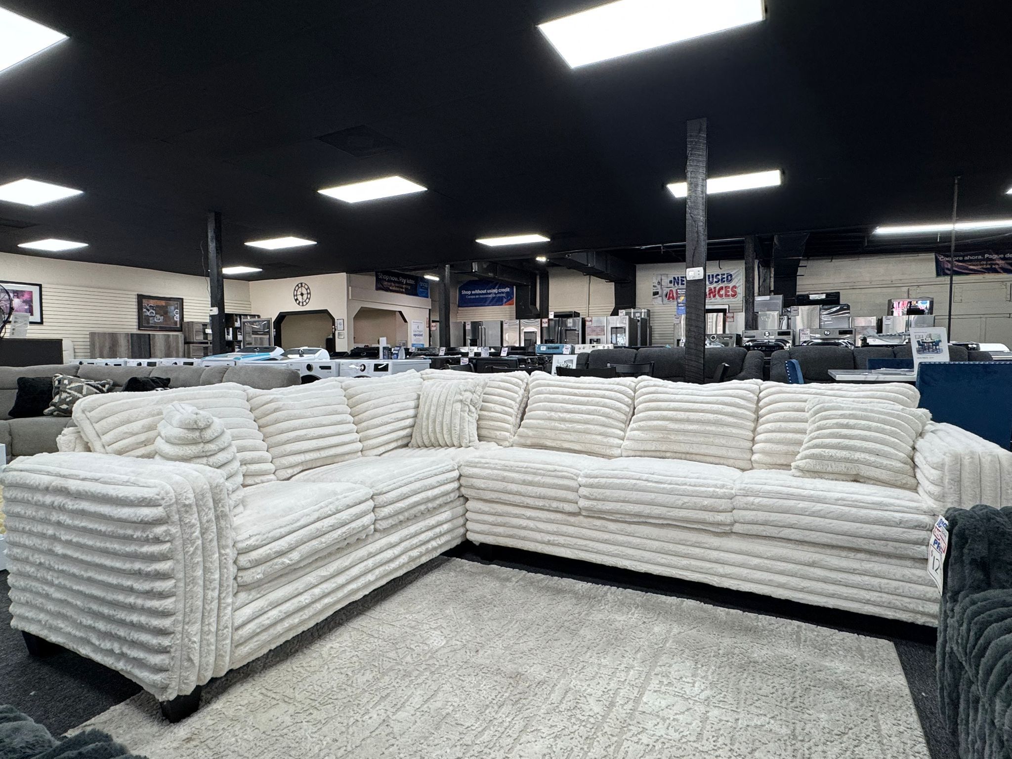 New L Shape Sectional Available In Cream & Black Color. Can Deliver And Set Up
