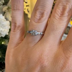 Platinum Engagement Wedding Ring With Natural Old European Cut Diamonds